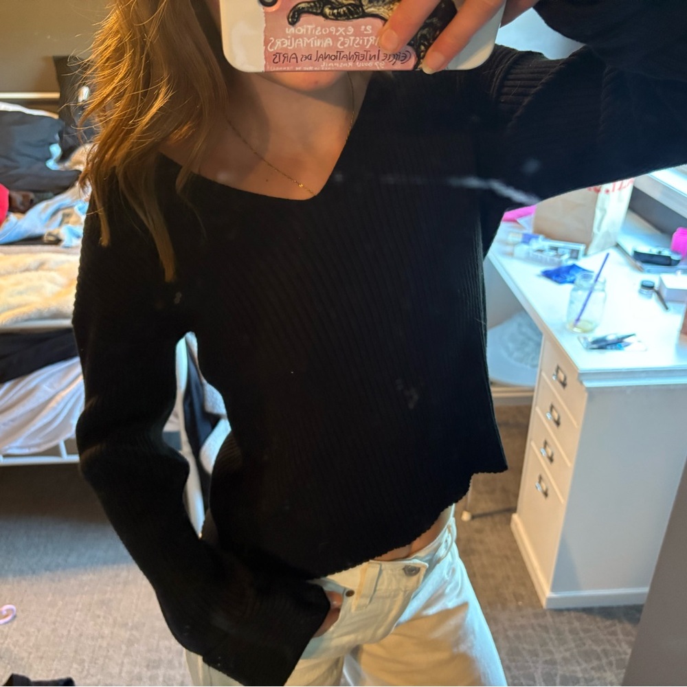 Black V-Neck Women's Sweater